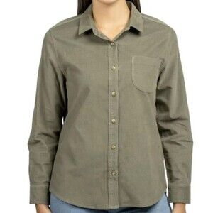Jachs Girlfriend New York Womens XL Long Sleeve Corduroy Button Up Shirt Green